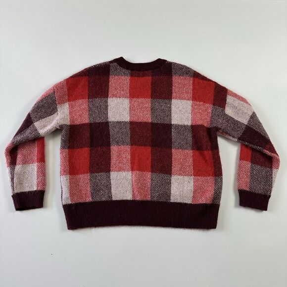 Madewell Fenimore Red Plaid Pullover Sweater Alpaca Wool Blend size medium - Picture 6 of 6